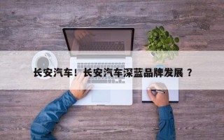 长安汽车！长安汽车深蓝品牌发展 ？