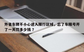 外省车牌不小心进入限行区域，忘了车限号开了一天罚多少钱 ？